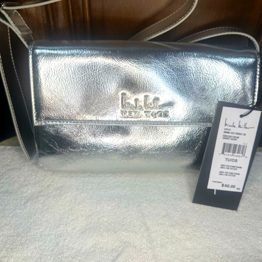 Nicole Miller Silver Crossbody Bag